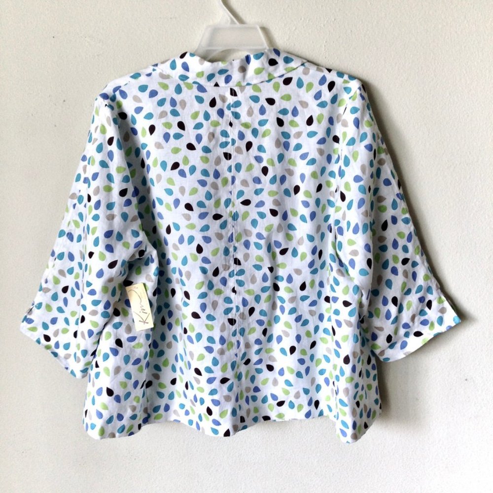 KIM ROGERS WOMEN-Multi-Color 100% Linen Jacket - Picture 2 of 12